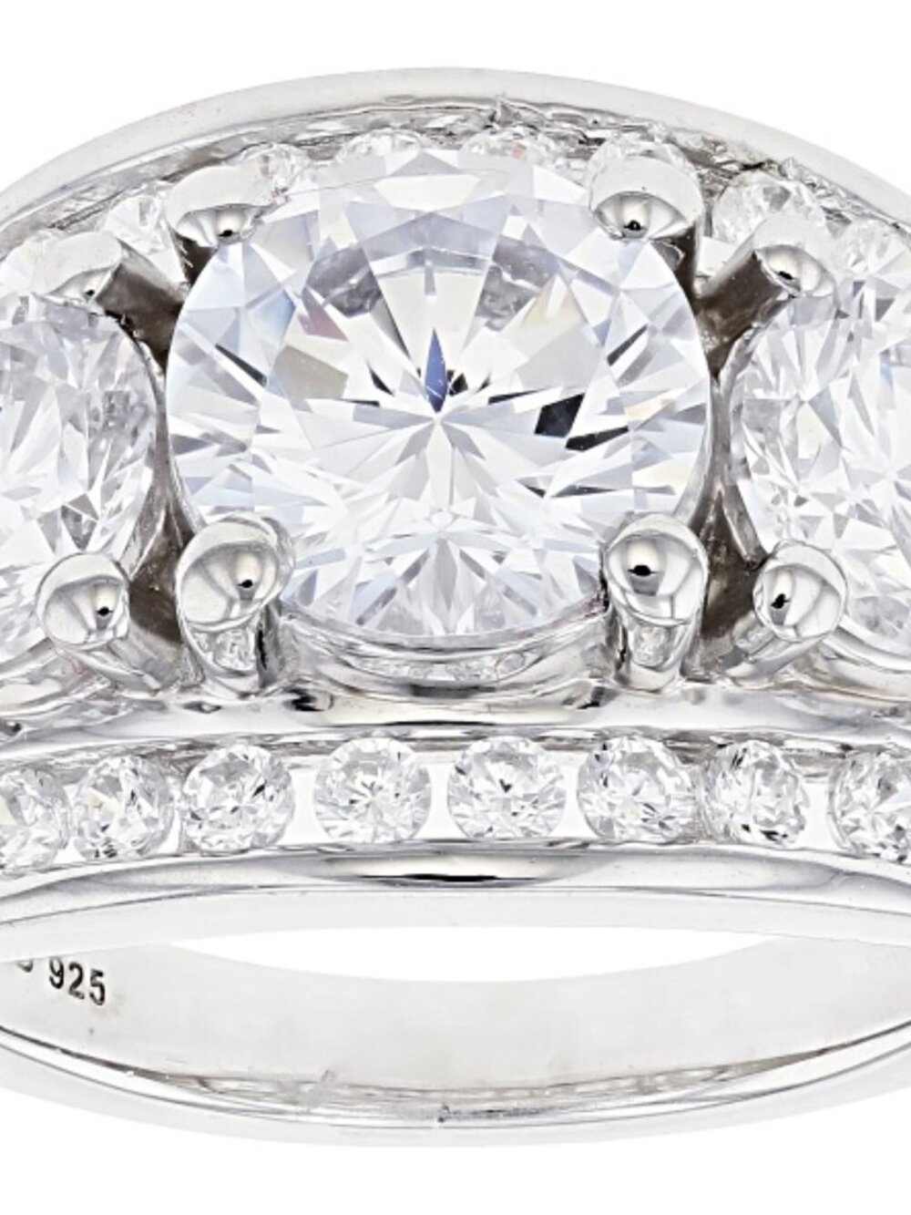 White Cubic Zirconia Rhodium Over Sterling Silver Ring 8.48ctw. Size 10